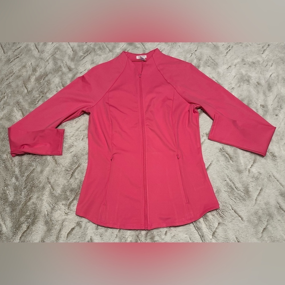 Sigrid Olsen Pink Zip Golf Tennis Performance Sport Jacket Activewear Medium - Picture 2 of 10